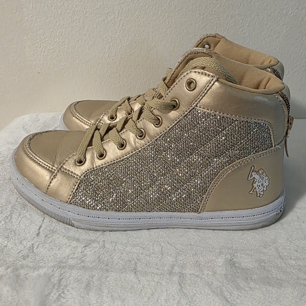 U.S. Polo Assn Gold Glitter High-Top Sneakers